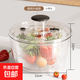 蔬菜脫水機家用手動(dòng)瀝水籃神器沙拉菜陷甩干機果蔬甩水菜籃洗水果 【中心按壓款】透明款-小號3L【一鍵快速脫水】