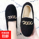 絨面女秋冬外穿2026新款韓版豆豆鞋一腳蹬單鞋加絨加厚防滑棉拖鞋 泰迪絨豆豆鞋-黑色 38 拍大一碼