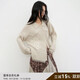 SAME FLOW【田栩寧同款】立體海棠繡花設下擺流蘇翻領(lǐng)秋季女裝毛衣開(kāi)衫外套 灰米白 M