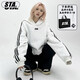 STA官方店秋冬三條桿連帽衛衣男女寬松情侶裝街頭潮牌條紋運動(dòng)套頭衫 灰色【常規款】 XL