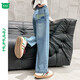木木屋女童褲子兒童休閑褲牛仔褲春秋裝中大童寬松直筒闊腿褲 170 藍色