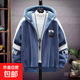 冬季羊羔毛外套男生連帽棉襖青少年學(xué)生保暖羊羔絨棉衣服2025年潮 藍色 2XL