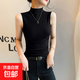 莫代爾春夏季半高領(lǐng)無(wú)袖背心女西裝內搭打底衫百搭氣質(zhì)t恤上衣服 K9-黑色 XL 建議120~140斤
