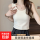 夏季新款內搭外穿潮流打底衫高級感百搭上衣服辣妹短款無(wú)袖背心女 048-白色 M 建議95-105斤