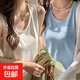 【棉感】夏季新款內搭寬松休閑上衣服百搭雪紡打底衫吊帶背心女 K26-天藍色+白色 XL 建議120-130斤