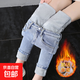 加絨高腰牛仔褲彈力秋冬季新款鉛筆小腳修身緊身顯瘦長(cháng)褲牛仔褲 000淺藍色加絨 27
