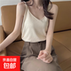 外穿韓版寬松冰絲針織吊帶上衣女夏季薄款網(wǎng)紅背心內搭無(wú)袖上衣潮 杏色 均碼 建議80-135斤