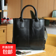 【大牌制造商】歐美時(shí)尚真皮女包頭層牛皮手提包大容量單肩斜挎包 黑色(頭層牛皮)
