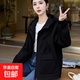 2026春夏新款連帽沖鋒衣女寬松顯瘦韓版外套小個(gè)子短款休閑夾克潮 黑色 XL 建議130--145斤