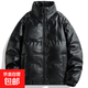 pu皮棉衣男士2023秋冬季新款ins潮牌立領(lǐng)外套加厚保暖羽絨棉服襖 HW-FJ681黑色 XL 建議130-150斤