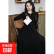黑色長(cháng)袖連衣裙女韓版2025秋季新款設計感小眾收腰顯瘦針織長(cháng)裙 黑色 M