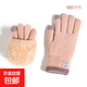 嚴選觸屏手套 女冬季保暖加絨情侶提花戶(hù)外騎車(chē)防寒 針織手套 A66雙層粉色 均碼