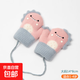 寶寶手套冬季保暖嬰幼兒卡通恐龍小孩加絨掛繩連指男女童0-2歲 粉色大號