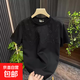 純棉夏季潮流百搭短袖T恤輕奢時(shí)尚刺繡休閑男士半袖潮牌上衣WZY 黑色 2XL