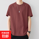 純棉短袖T恤男寬松圓領(lǐng)純色百搭上衣潮流休閑  JS寬松純棉短袖 銹紅色 XL