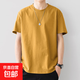 純棉短袖T恤男寬松圓領(lǐng)純色百搭上衣潮流休閑  JS寬松純棉短袖 姜黃色 2XL