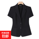 短袖西裝套裝女夏季小個(gè)子面試工裝前臺經(jīng)理正裝西服外套工作服薄 黑色（單件外套） 3XL