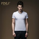 PINLI品立純色T恤男短袖夏季新款時(shí)尚修身V領(lǐng)打底衫潮T002 白色 M 170（建議咨詢(xún)客服尺碼后下單）