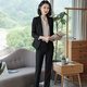 慕淘  職業(yè)套裝女秋長(cháng)袖襯衫新品時(shí)尚修身OL白領(lǐng)氣質(zhì)商務(wù)工裝工作服西服大學(xué)生面試正裝三件套干練前臺 黑色（西裝+西褲） M