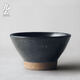 九土日式手工粗陶白米飯碗餐具家用復古湯面高腳碗簡(jiǎn)約加厚土碗可微波 4.5英寸碗【窯黑色】