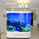 金點尚品魚缸水族箱生態(tài)歐式弧形落地大彎角缸免換水客廳家用靠墻下排水 A款歐式皮紋總高138一鍵排水 長150X50寬