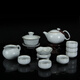 圣炎汝窯茶具套裝開(kāi)片 整套功夫茶具陶瓷 汝瓷茶具套裝鴻運當頭 月白色