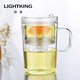 明尊（LIGHTKING）泡茶杯茶壺 耐熱玻璃花茶杯 飄逸杯茶水分離杯 帶內(nèi)膽個人水杯 S'001【430ml】