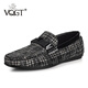 VQGT真皮一腳蹬豆豆鞋英倫雅痞風(fēng)男鞋休閑皮鞋頭層牛皮樂(lè )福鞋軟底 黑白色 標準碼 38