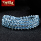 可塘明珠 配鑒定證書(shū) 天然海藍寶手串女士多圈水晶手鏈 3圈海藍寶石飾品 5A級5MM3圈