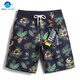 蓋浪 度假旅游新款復古休閑透氣沙灘褲男混紡短褲五分褲薄潮 H1020花卉 L
