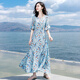 西子美麗心情夏季新款女裝雪紡裙子收腰連衣裙長(cháng)裙波西米亞沙灘裙海邊度假 圖片色 XZ18D1344 L