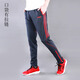糜嵐（MieLanat）收小腿足球訓練褲速干跑步運動(dòng)長(cháng)褲男女足球褲口袋有拉鏈透氣 灰配紅5502款 2XL