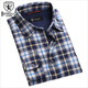 比特勞斯全棉襯衣男士磨毛加厚雙層保暖格子襯衫 5160藍色格子 41