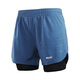 艾速歐（ARSUXEO） 跑步短褲男裝手機馬拉松運動(dòng)短褲帶內襯二合一速干健身訓練 褲子 【速干透氣后口袋】藍拼黑 L