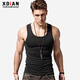 續點(diǎn)男士背心 純棉彈力運動(dòng)健身訓練緊身跨欄無(wú)袖籃球緊身馬拉松上衣 黑色 XL （130-145斤左右）修身型