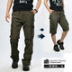 原走/YZGF 夏天男士多口袋休閑褲直筒寬松戶(hù)外運動(dòng)快干可拆卸兩節工裝褲潮短褲 軍綠色 L碼(腰圍2尺4-2尺5)