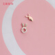 艾姝飾品s925銀兔子耳釘女韓版小清新鑲鉆動(dòng)物不對稱(chēng)胡蘿卜耳環(huán) 玫瑰金色 不對稱(chēng)一對