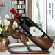 歡型 紅酒架擺件客廳酒柜裝飾品喬遷開業(yè)禮物鹿酒架子 木紋色
