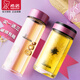 希諾（HEENOOR） 希諾玻璃杯女士便攜創(chuàng)意水杯子杯套男士單層加厚情侶杯可愛(ài)迷你女神花茶杯 蒂芙尼藍(lán) 390ML 矮胖款