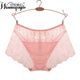 完美情侶【1條裝】女士?jì)妊澟愿兄醒崭固嵬伟螣o(wú)痕透明蕾絲三角褲 女生棉質(zhì)媽媽女式大碼褲頭 6181橡果(45-65KG) 均碼