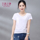 艾路絲婷新款短袖T恤女V領(lǐng)上衣純色打底體恤TX3560 白色 XL