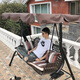 御藤美家（ROYAL RATTAN）戶外秋千吊椅庭院花園家具吊床編藤搖椅室外陽臺秋千室內(nèi)吊籃吊椅 14號冰咖啡3人