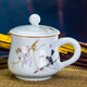 陶沁泉陶瓷杯茶杯水杯杯子帶蓋景德鎮(zhèn)辦公杯骨瓷茶具山水中式仿古復(fù)古 葉香320毫升