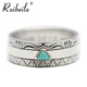 ruibeila925銀印第安寶石綠松石戒指個(gè)性男女復古寬面食指戒指環(huán) 圈號21