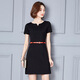 芭妃婭OL職業(yè)裝女裝套裝連衣裙正裝氣質(zhì)修身工裝售樓部美容院工作服 黑色短袖 M