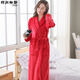 特絲格斯（TSGS）特絲格斯 情侶睡袍睡衣女秋冬法蘭絨家居服珊瑚絨男士浴袍浴衣 大紅色-女款 均碼