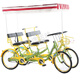 御披24英寸休閑聯(lián)排4人多人四人4輪自行車(chē)四輪方向盤(pán)旅游觀(guān)光自行車(chē) 綠黃色 24寸