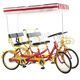 御披24英寸休閑聯(lián)排4人多人四人4輪自行車(chē)四輪方向盤(pán)旅游觀(guān)光自行車(chē) 紅黃色 24寸