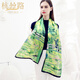 杭絲路真絲油畫(huà)絲巾長(cháng)款精品圍巾女桑蠶絲高絲綢女古典文藝生日禮物 莫奈《橋下一池睡蓮》 158*62cm