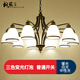 格蘊美式遙控吊燈變光LED現(xiàn)代客廳燈臥室餐廳燈北歐復古鄉(xiāng)村歐式燈具 10頭朝下配三色護眼全光譜燈泡